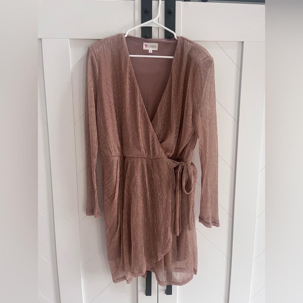 Rose gold wrap dress